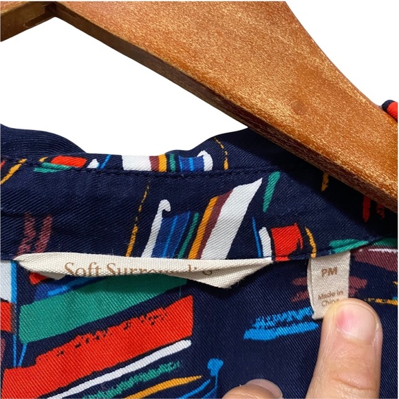 Soft Surroundings Sail Away blouse Sail Boat Button front long sleeves Medium - Picture 3 of 9